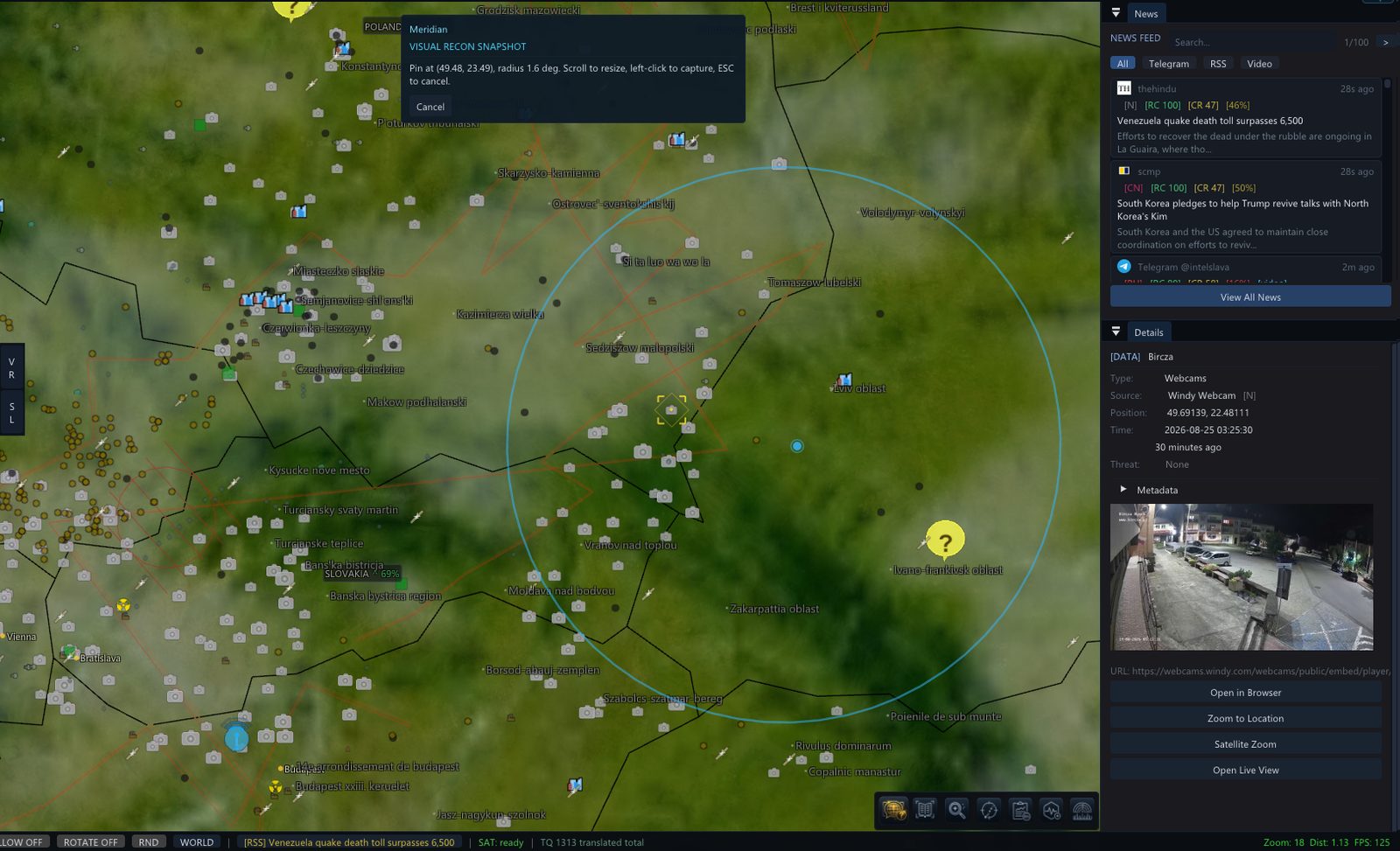 Visual recon snapshot selection over Poland and western Ukraine